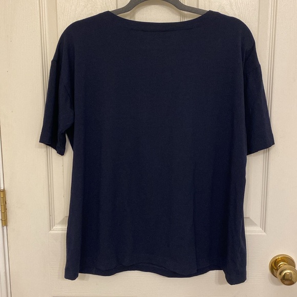 J. Jill Navy Luxe-Supima Elbow-Sleeve Tee - Picture 8 of 8